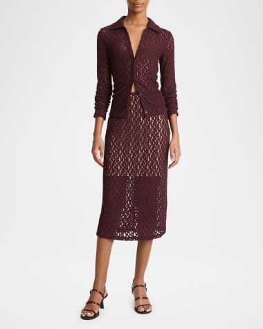 Vince Floral Smocked Midi Skirt