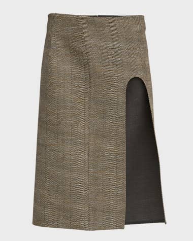 Stella McCartney Wool Midi Skirt with U Slit