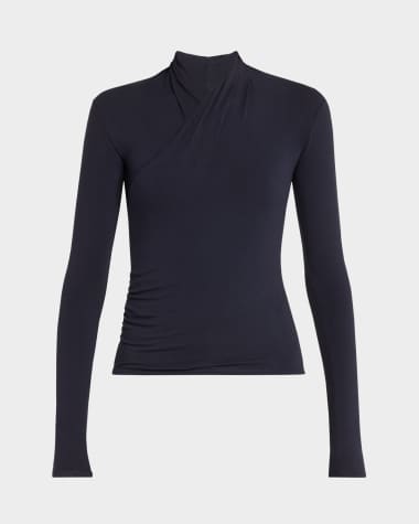 Vince Long-Sleeve Faux-Wrap Top