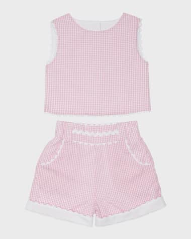 Tessa James Girl's Audrey Two-Piece Gingham Set, Size 2-6
