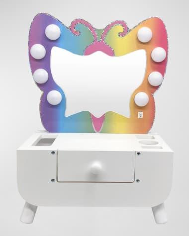 Teamson Kids Butterfly-Shaped Tabletop Vanity W/ LED Lights