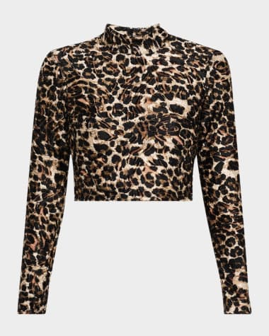 JBQ Cheetah Lyra Mock-Neck Top