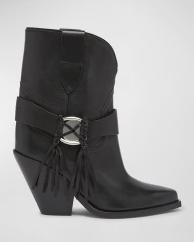 Isabel Marant Leyane Leather Harness Western Booties
