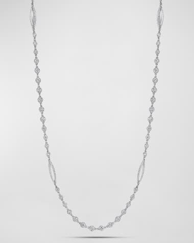 Neiman Marcus Diamonds Platinum Handmade Diamond Necklace with Oval Sphere Stations, 16"L, 16.46tcw