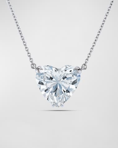 Neiman Marcus Diamonds Platinum Large Floating Heart-Cut Diamond Pendant Necklace, 10.17tcw, 16"
