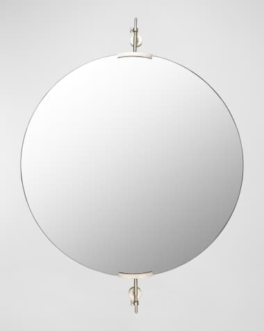 Surya Anastasya 34" Round Wall Mirror, Silver