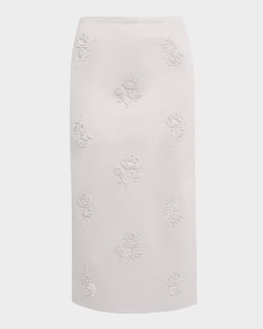 SHUSHU/TONG Stereo Rose Embellished Midi Skirt