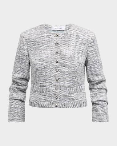 Derek Lam 10 Crosby Piera Tweed Ruched Sleeve Jacket