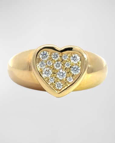 Stevie Wren 18K Yellow Gold Baby Love Heart Pave Gypsy Band Ring