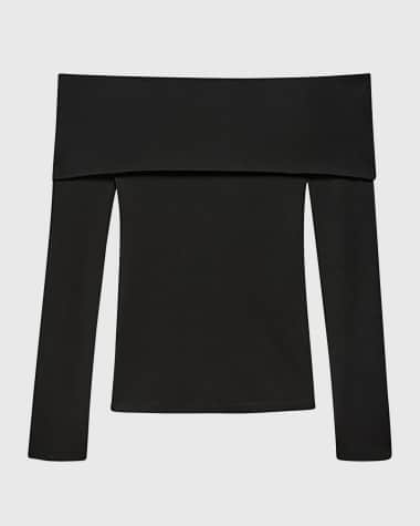 Another Tomorrow Off-Shoulder Jersey Top