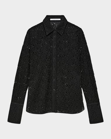 Another Tomorrow Botanical Guipure Mens Shirt