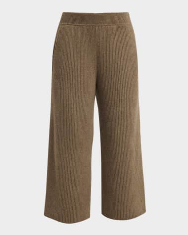 Loro Piana Fobello Baby Cashmere Wide-Leg Trousers