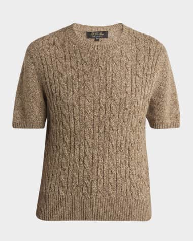 Loro Piana Treccia Cashmere Short-Sleeve Sweater