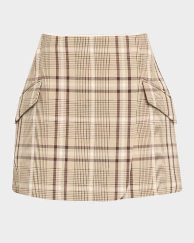 SIMKHAI Payton Plaid Wrap Skirt