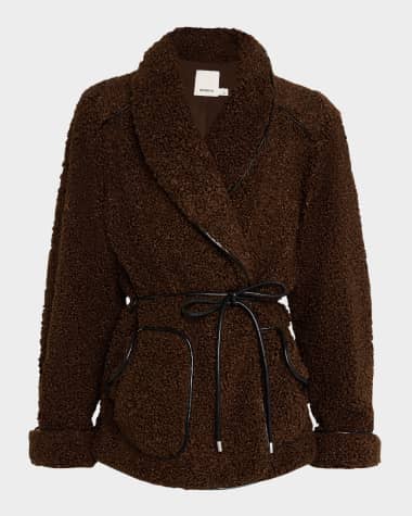 SIMKHAI Kimia Faux Fur Tie Waist Jacket