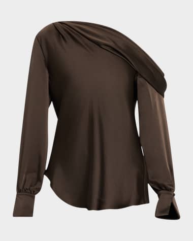 SIMKHAI Alice Satin One-Shoulder Top