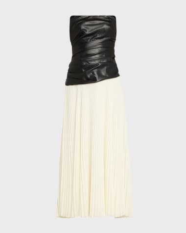 SIMKHAI Arie Strapless Bustier Combo Midi Dress