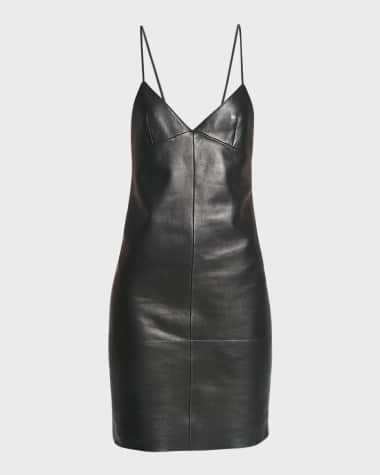 Saint Laurent Sleeveless Leather Backless Dress
