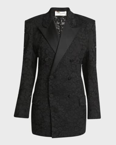 Saint Laurent Double-Breasted Lace Tuxedo Blazer