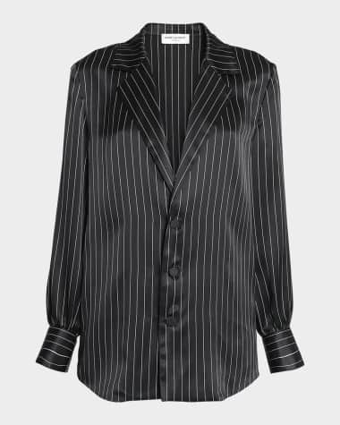Saint Laurent Striped Silk Button-Front Blouse