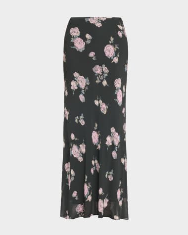 Ganni Floral Crepe Maxi Skirt