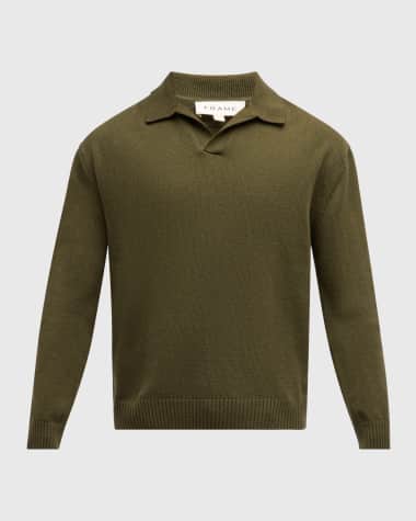 FRAME Men's Wool-Silk Polo Sweater