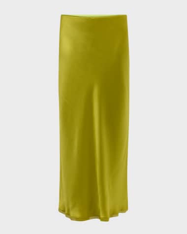 La Ligne Bias-Cut Silk Midi Skirt