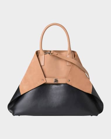 Akris Ai Medium Bicolor Nubuck Leather Shoulder Bag