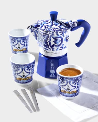 Bialetti x Dolce&Gabbana 2-Cup Moka Express Pot With Espresso Cups & Stirrers