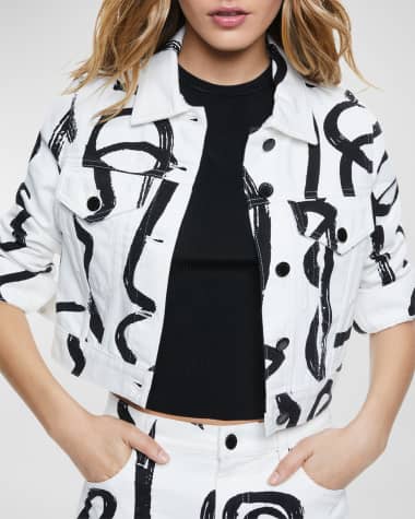 Alice + Olivia Chloe Boxy Cropped Denim Jacket