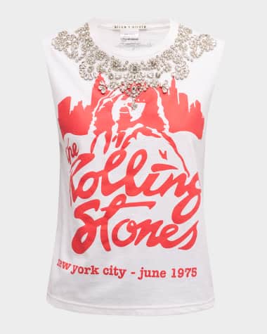 Alice + Olivia Micah Embellished Graphic Muscle Tank
