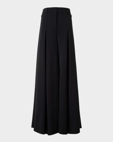 Akris Fiorello Pleated Stretch Wool Twill Wide-Leg Pants