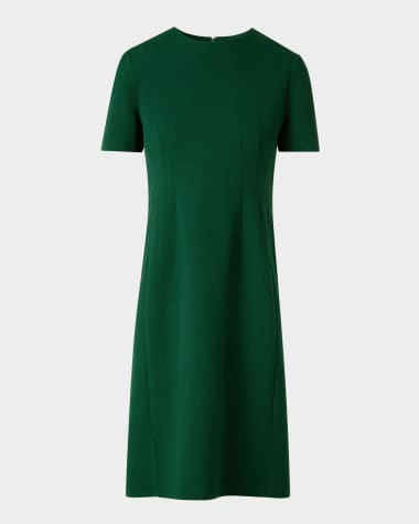 Akris Short-Sleeve Wool Crepe Sheath Dress