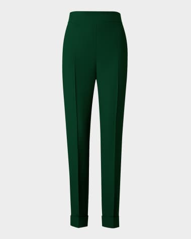 Akris Chris Crepe Tapered-Leg Cuffed Pants