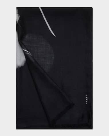 Akris Windflower Print Cashmere-Silk Scarf