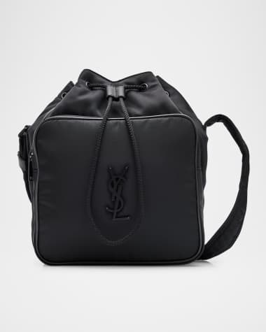 Saint Laurent Men's Niki Small YSL Bucket Crossbody Bag in Nylon
