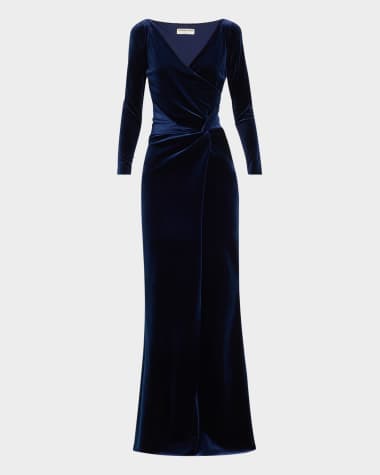 Chiara Boni La Petite Robe Axas Side-Twist Velvet Trumpet Gown