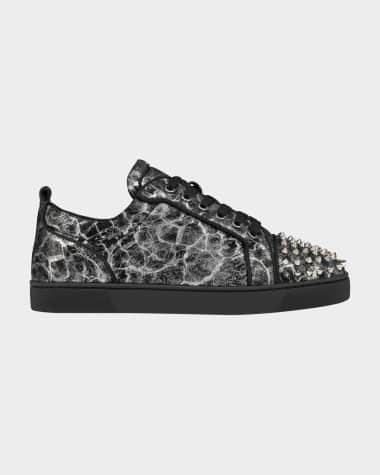 Christian Louboutin Men's Louis Junior Spikes Leather Low-Top Sneakers
