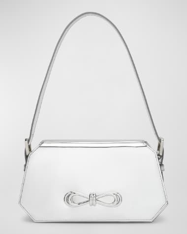 MACH & MACH Bow Metallic Leather Shoulder Bag