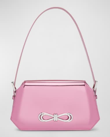 MACH & MACH Bow Metallic Leather Shoulder Bag