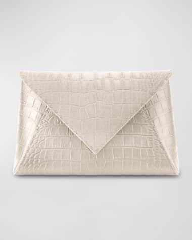 Tyler Ellis Lee Large Croc-Embossed Pouchette Clutch Bag