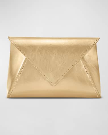 Tyler Ellis Lee Small Metallic Leather Pouchette Clutch Bag