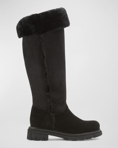 La Canadienne Doritt Suede Shearling Winter Knee Boots