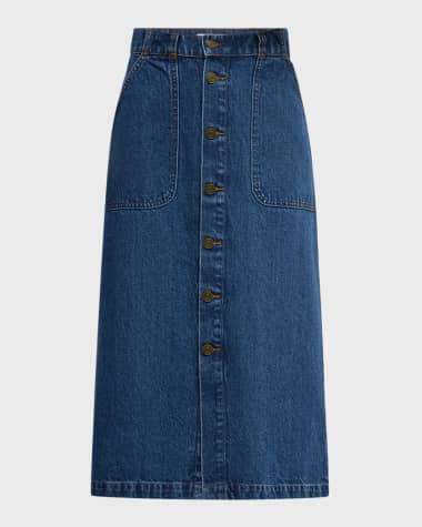 FRAME Modern Pocket Denim Midi Skirt