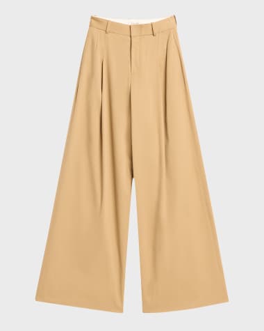 FRAME Pleated Wide-Leg Pants