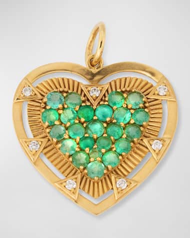 Siena Jewelry 14k Yellow Gold Emerald Heart Charm