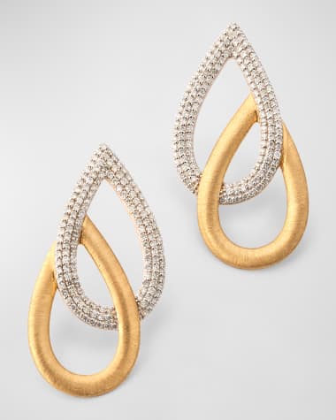 Siena Jewelry 14K Yellow Gold and Diamond Double Pear Earrings