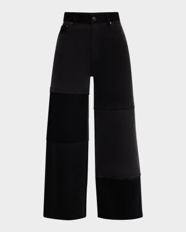 Rails Getty Cropped Wide-Leg Patchwork Jeans