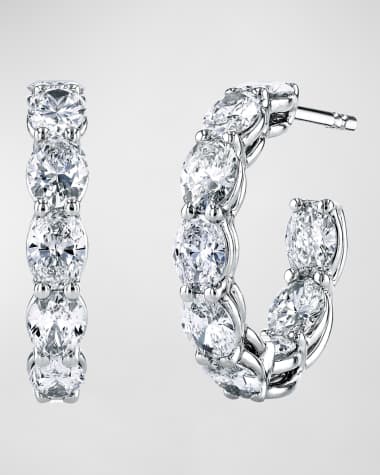 Neiman Marcus Diamonds North-South Oval-Cut Diamond Hoop Earrings, 3.6tcw