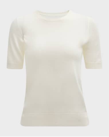 Neiman Marcus Cashmere Collection Superfine Cashmere Crop Sweater